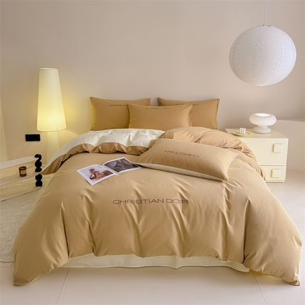 91家纺网 家纺一手货源 找家纺 （总）懒猫家纺 2024新款简约轻奢款全棉磨毛绣花四件套