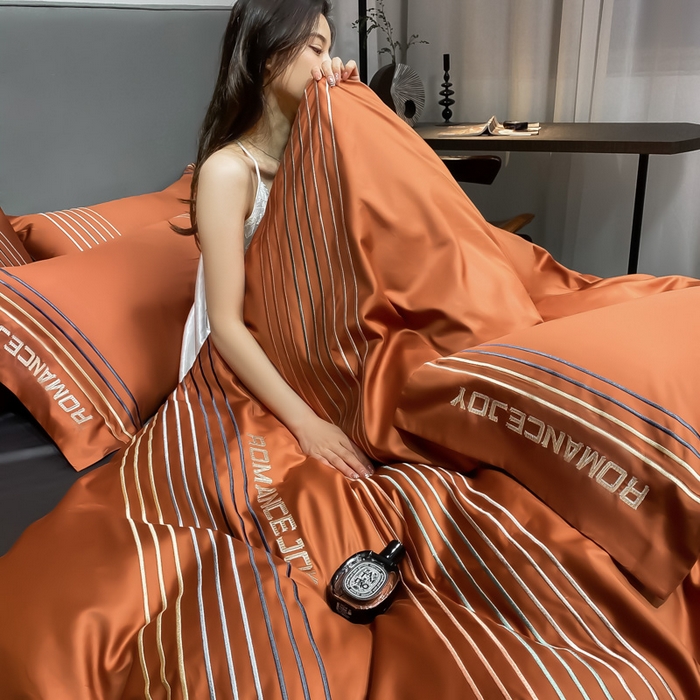 91家纺网 家纺一手货源 找家纺 （总）蓝米卡夫 2024新款A类100支全棉刺绣谱系列四件套（礼盒包装）