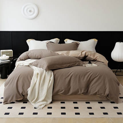 EH家居 2024秋冬新款磨毛拼色邂逅系列四件套 邂逅-美拉德咖