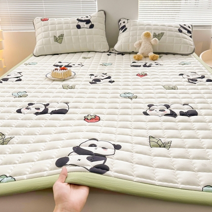 91家纺网 家纺一手货源 找家纺 （总）花言狐语 2025新款水洗棉加厚夹棉防滑床褥子（印花系列）-大床