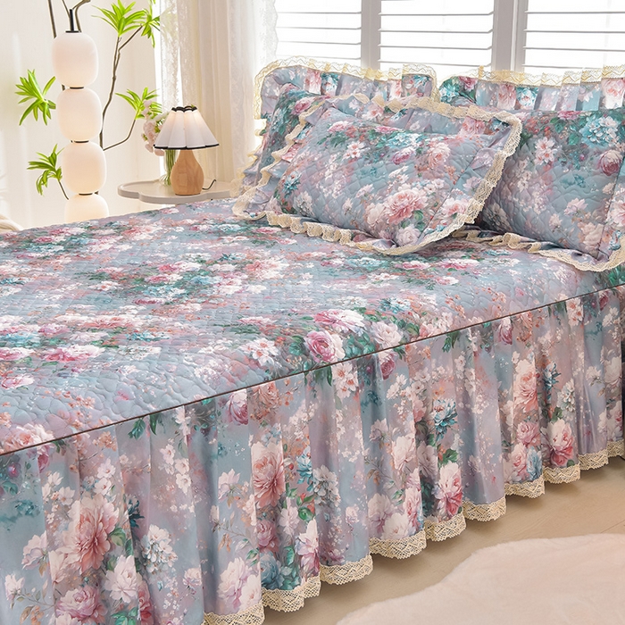 91家纺网 家纺一手货源 找家纺 家之硕家纺 2024秋冬新款鹿锦棉夹棉床裙印花床裙单件 爱丽丝