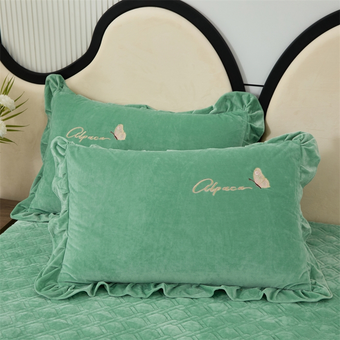 91家纺网 家纺一手货源 找家纺 优姿家纺 2024新品宝宝绒11斤夹棉床盖保暖四件套 小资生活-果绿