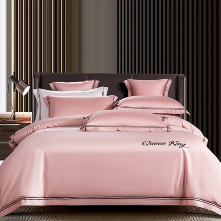 91家纺网 家纺一手货源 找家纺 （总）蓝米卡夫 2024新款A类100支全棉刺绣艾米特系列四件套（礼盒包装）