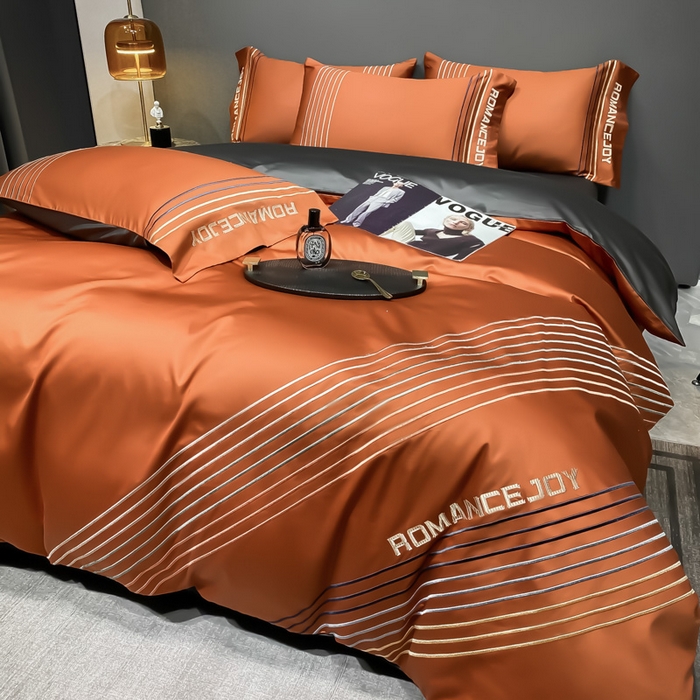 91家纺网 家纺一手货源 找家纺 （总）蓝米卡夫 2024新款A类100支全棉刺绣谱系列四件套（礼盒包装）