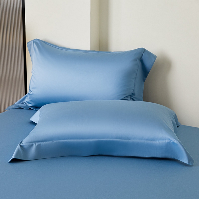 91家纺网 家纺一手货源 找家纺 瑞驰家纺 2024新款长绒棉单品床笠春华系列 淡雅蓝