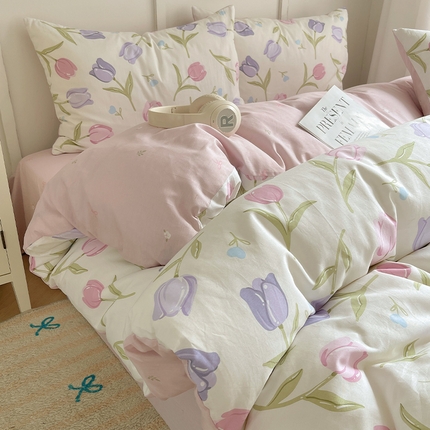 91家纺网 家纺一手货源 找家纺 瑞莱 （持续上新）2024开学季全棉萌趣印花四件套 万紫千红