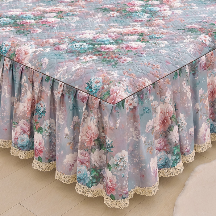 91家纺网 家纺一手货源 找家纺 家之硕家纺 2024秋冬新款鹿锦棉夹棉床裙印花床裙单件 爱丽丝