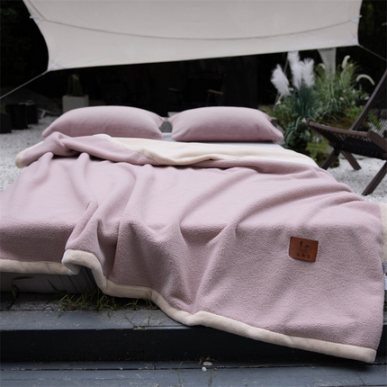 美洲琳 2025新款多功能兔毛毯云兔毯休闲毯盖毯 雾粉