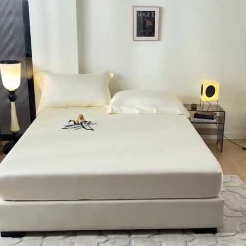 91家纺网 家纺一手货源 找家纺 瑞驰家纺 2024新款长绒棉单品床笠春华系列 贵族白