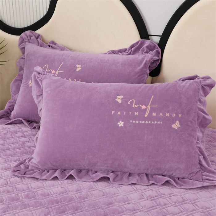 91家纺网 家纺一手货源 找家纺 优姿家纺 2024新品宝宝绒11斤夹棉床盖保暖四件套 今生有约-优雅紫