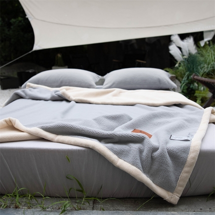 美洲琳 2025新款多功能兔毛毯云兔毯休闲毯盖毯 雾蓝