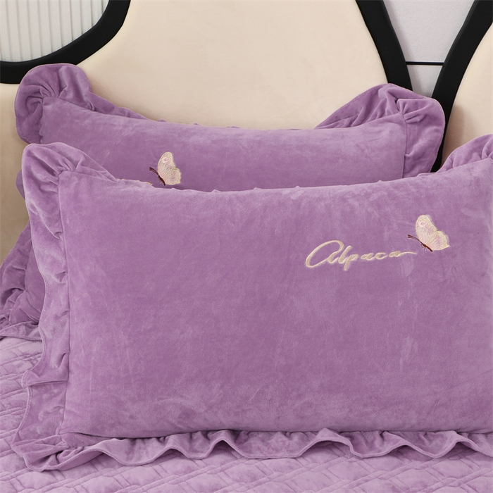 91家纺网 家纺一手货源 找家纺 优姿家纺 2024新品宝宝绒11斤夹棉床盖保暖四件套 小资生活-优雅紫