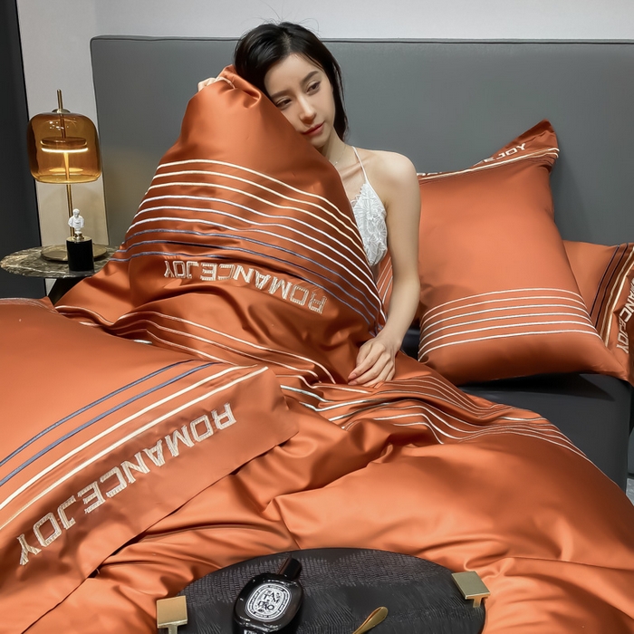 91家纺网 家纺一手货源 找家纺 （总）蓝米卡夫 2024新款A类100支全棉刺绣谱系列四件套（礼盒包装）