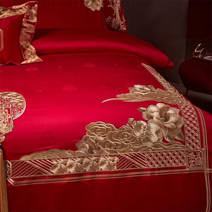 91家纺网 家纺一手货源 找家纺 宏羽纺家纺 2024新款高支高密纯棉提花婚庆套件系列（控价680） 盛世喜韵