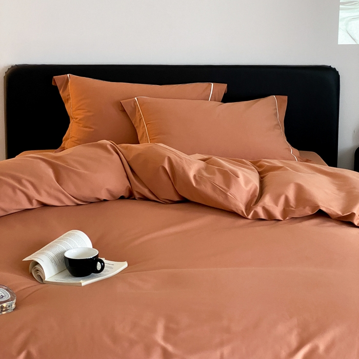 91家纺网 家纺一手货源 找家纺 云栖家居 2024A类全棉磨毛静谧系列四件套 静谧-赤缇