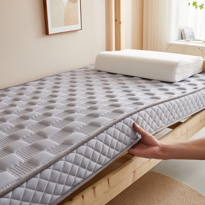 91家纺网 家纺一手货源 找家纺 卡派  2024学生宿舍单人布拉格乳胶记忆棉立体加厚床垫 灰色