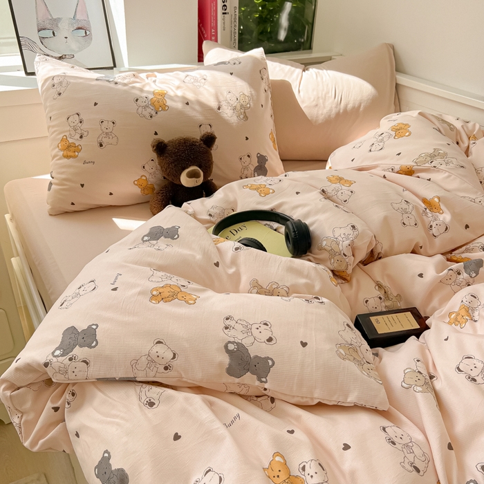 91家纺网 家纺一手货源 找家纺 繁花 2024新款小糯棉小竺棉印花四件套 好朋友