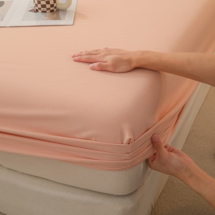 91家纺网 家纺一手货源 找家纺 涵宸家纺 2024新款原棉纯色织标磨毛单品及套件--床笠 单床笠-钻粉