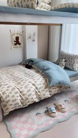 91家纺网 家纺一手货源 找家纺 安哆啦家纺 2024新款A类有氧泡泡纱云纱棉学生季宿舍床三四件套 蓝梦里