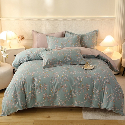 帛美家纺 2024新款加厚纯棉全棉磨毛印花四件套 微兰
