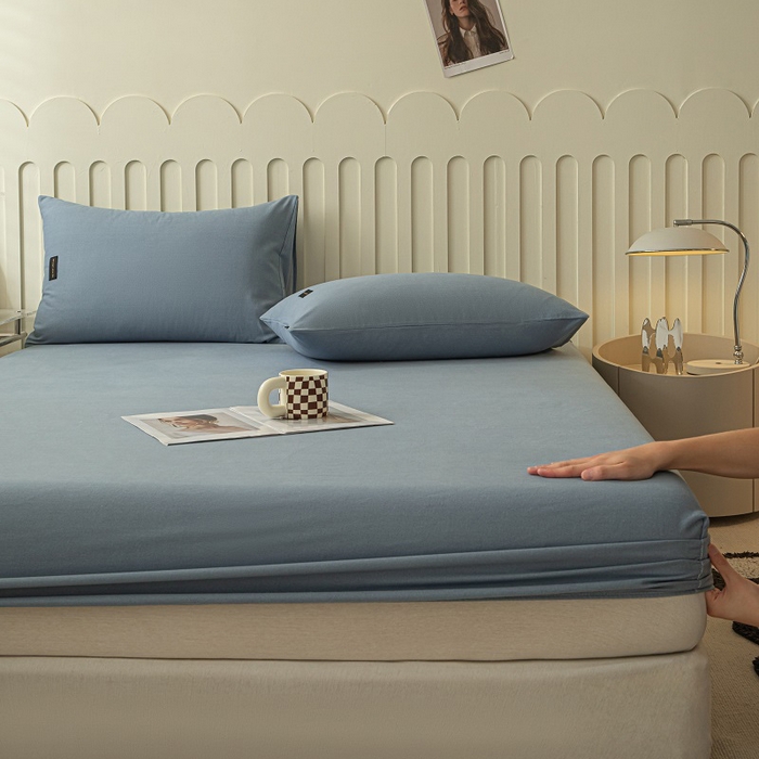 91家纺网 家纺一手货源 找家纺 涵宸家纺 2024新款原棉纯色织标磨毛单品及套件--床笠 单床笠-丈兰