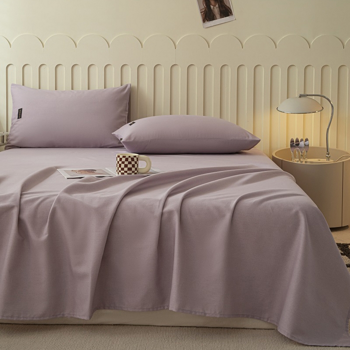 91家纺网 家纺一手货源 找家纺 涵宸家纺 2024新款原棉纯色织标磨毛单品及套件--床单 单床单-烟紫