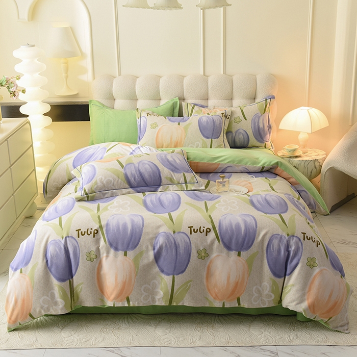 91家纺网 家纺一手货源 找家纺 帛美家纺 2024新款加厚纯棉全棉磨毛印花四件套 兰郁