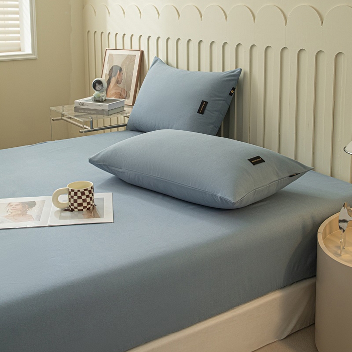 91家纺网 家纺一手货源 找家纺 涵宸家纺 2024新款原棉纯色织标磨毛单品及套件--床笠 单床笠-丈兰