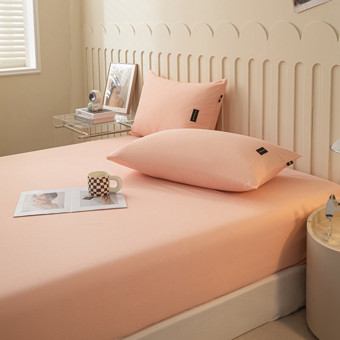 91家纺网 家纺一手货源 找家纺 涵宸家纺 2024新款原棉纯色织标磨毛单品及套件--枕套 单枕套-钻粉