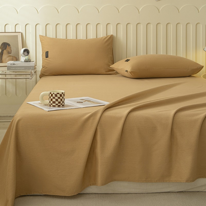 91家纺网 家纺一手货源 找家纺 涵宸家纺 2024新款原棉纯色织标磨毛单品及套件--床单 单床单-咖