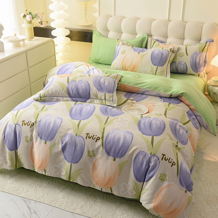 91家纺网 家纺一手货源 找家纺 帛美家纺 2024新款加厚纯棉全棉磨毛印花四件套 兰郁