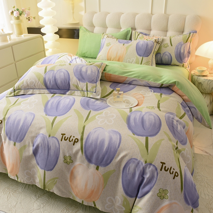 91家纺网 家纺一手货源 找家纺 帛美家纺 2024新款加厚纯棉全棉磨毛印花四件套 兰郁