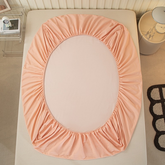 91家纺网 家纺一手货源 找家纺 涵宸家纺 2024新款原棉纯色织标磨毛单品及套件--床笠 单床笠-钻粉