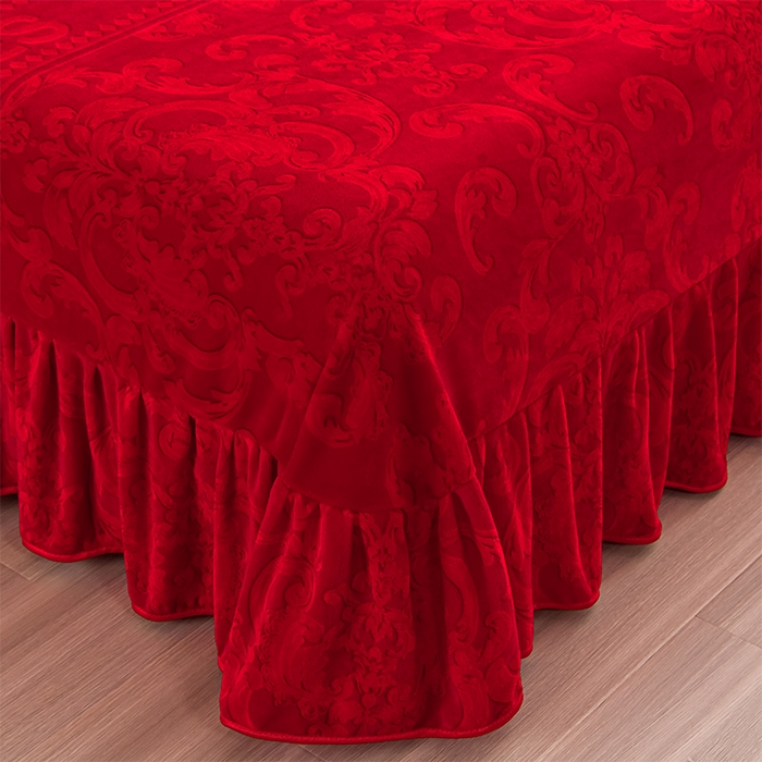 91家纺网 家纺一手货源 找家纺 馨梦缘 2025新款小包边款牛奶绒8.5斤高克重床裙款四件套 钟爱一生