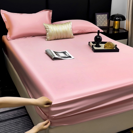 漫时光 2025新款60s全棉贡缎单床笠和单枕套 胭脂粉