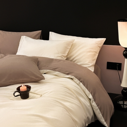 柠馨 2024新款全棉磨毛纯色四件套-赫尔墨斯系列 1奶白+拿铁