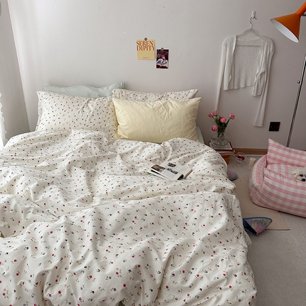 91家纺网 家纺一手货源 找家纺 恋恋三季 2024新款13372全棉40支四件套单品枕套碎花系列-四件套 香草电波