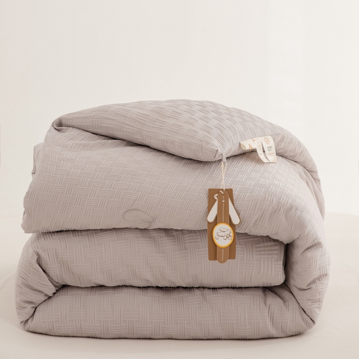 91家纺网 家纺一手货源 找家纺 雅蔓依家纺 2025新款7A抗菌大豆被轻奢针织提花华夫格大豆冬被 7A抗菌-月光灰