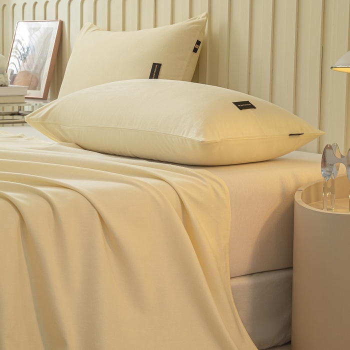 91家纺网 家纺一手货源 找家纺 涵宸家纺 2024新款原棉纯色织标磨毛单品及套件--枕套 单枕套-奶昔白