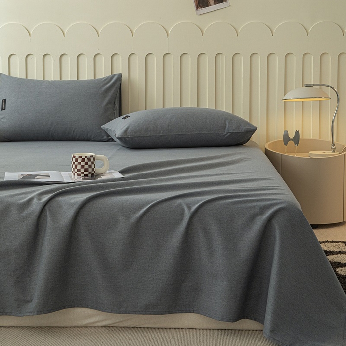 91家纺网 家纺一手货源 找家纺 涵宸家纺 2024新款原棉纯色织标磨毛单品及套件--床单 单床单-深灰