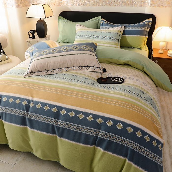 91家纺网 家纺一手货源 找家纺 帛美家纺 2024新款加厚纯棉全棉磨毛印花四件套 达米安