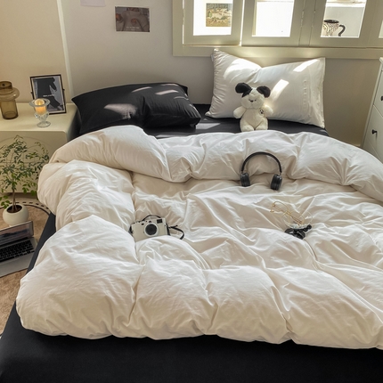 91家纺网 家纺一手货源 找家纺 （总）繁花 2024新款纯色水洗棉素色四件套