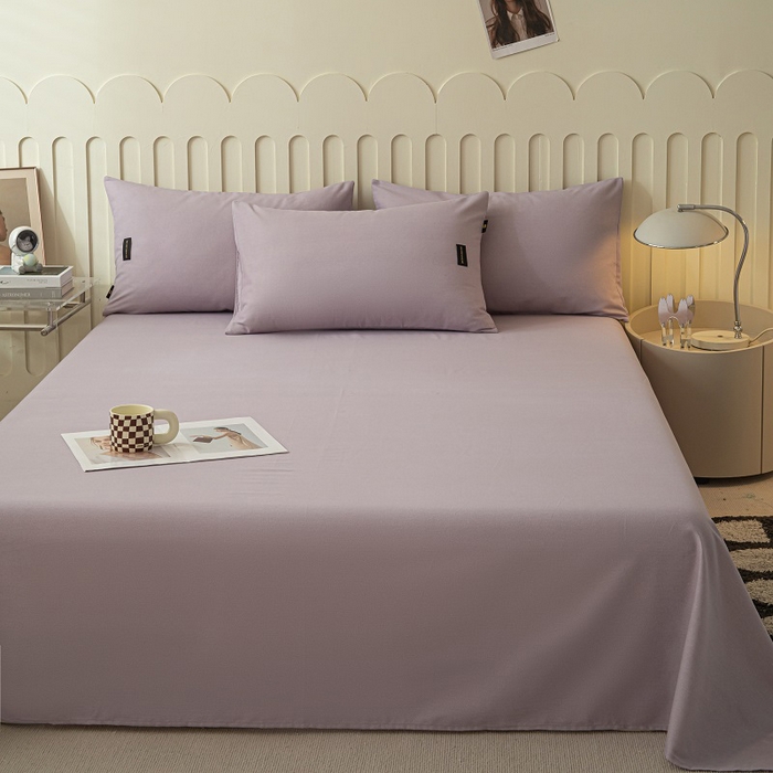 91家纺网 家纺一手货源 找家纺 涵宸家纺 2024新款原棉纯色织标磨毛单品及套件--床单 单床单-烟紫