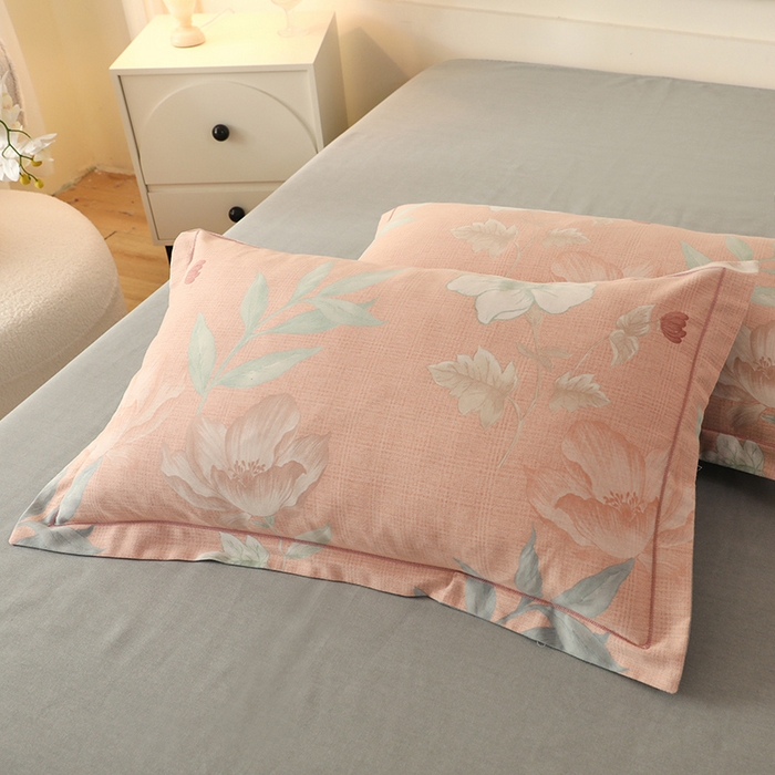 91家纺网 家纺一手货源 找家纺 帛美家纺 2024新款加厚纯棉全棉磨毛印花四件套 兰亭序粉