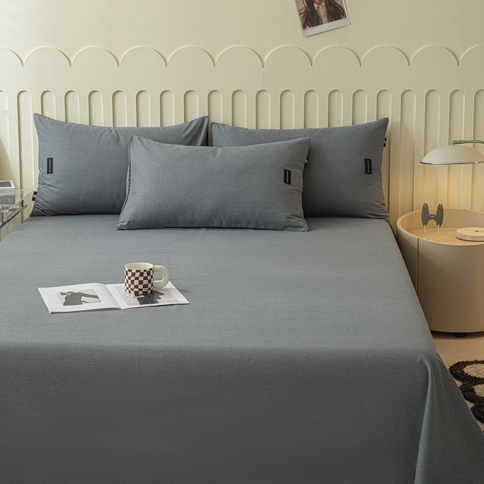 91家纺网 家纺一手货源 找家纺 涵宸家纺 2024新款原棉纯色织标磨毛单品及套件--枕套 单枕套-深灰