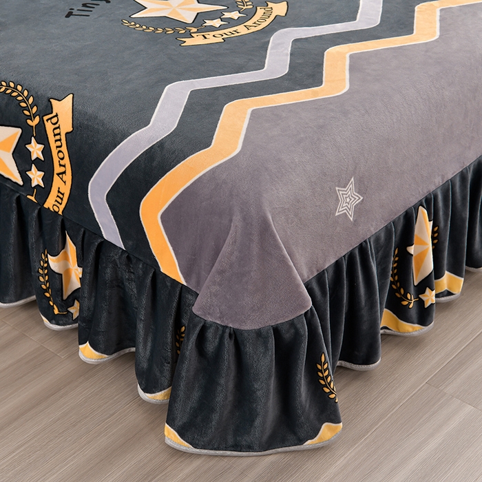 91家纺网 家纺一手货源 找家纺 馨梦缘 2025新款小包边款牛奶绒8.5斤高克重牛奶绒金雕绒床裙款四件套 明日之星