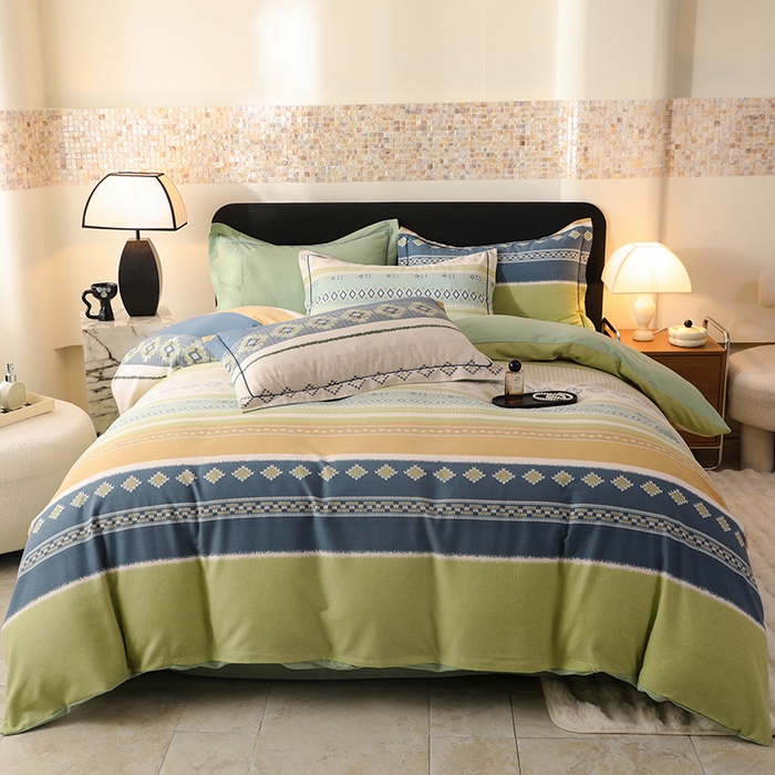 91家纺网 家纺一手货源 找家纺 帛美家纺 2024新款加厚纯棉全棉磨毛印花四件套 达米安