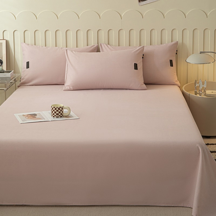 91家纺网 家纺一手货源 找家纺 涵宸家纺 2024新款原棉纯色织标磨毛单品及套件--床单 单床单-浅紫