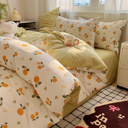 91家纺网 家纺一手货源 找家纺 繁花 2024新款印花水洗棉亲肤舒适卡通系列 小橘子