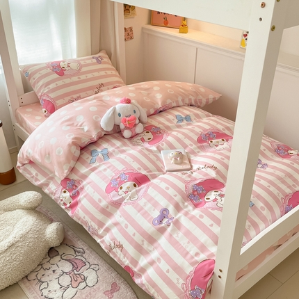 91家纺网 家纺一手货源 找家纺 （总）桃子家居 2024新款三丽鸥授权纯棉少女印花系列学生三件套四件套